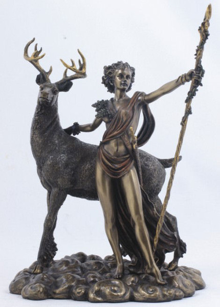Moon Diana with Stag Sculpture Goddess Greek and Roman Mythology